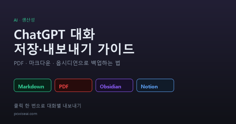 ChatGPT 대화 저장·내보내기 완벽 가이드: PDF·마크다운·옵시디언으로 백업하는 법