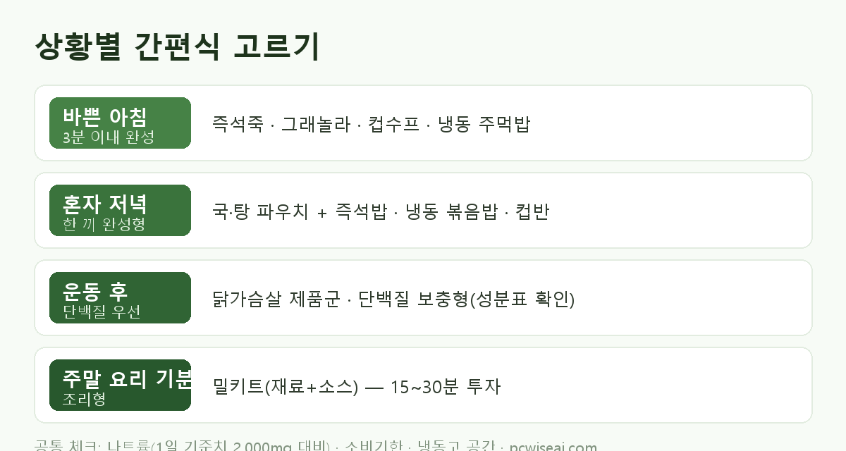 상황별 간편식 고르기 매트릭스