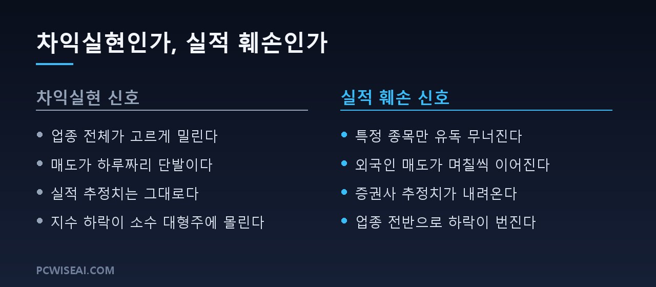 차익실현 신호 대 실적 훼손 신호