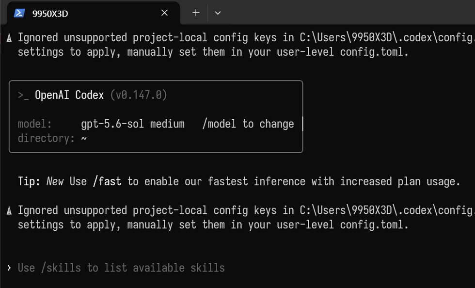 OpenAI Codex CLI 실행 화면
