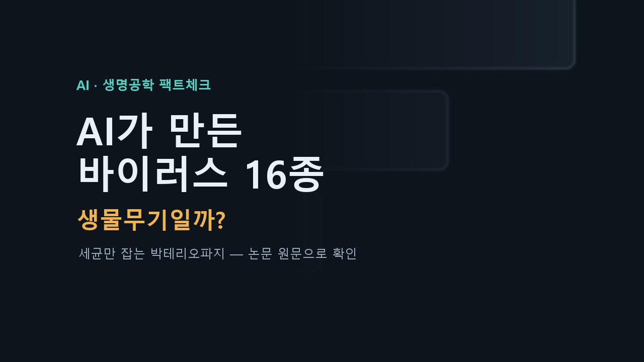 AI가 만든 바이러스 16종, 생물무기일까? 박테리오파지 팩트체크