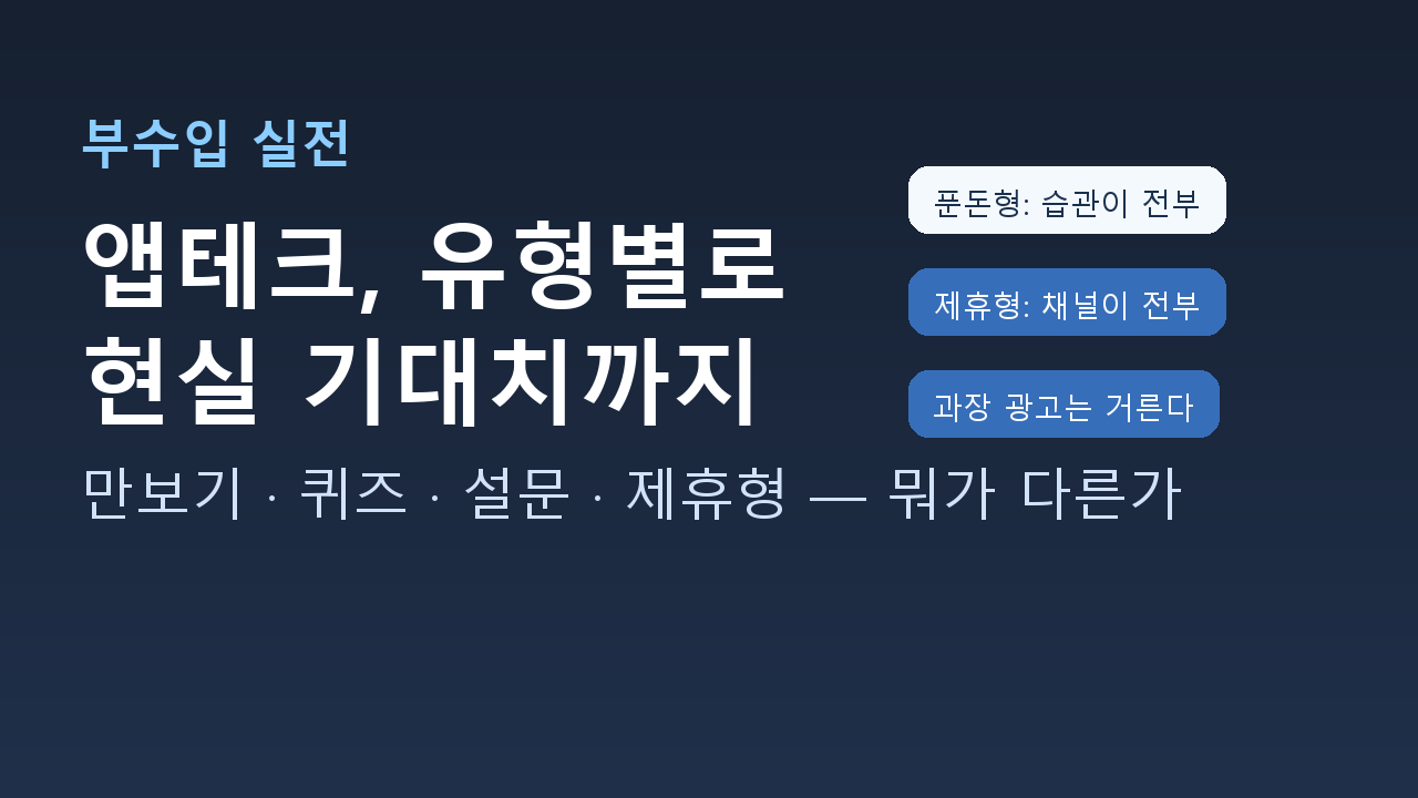 앱테크 4유형: 만보기·퀴즈·설문·제휴형의 들이는 것과 나오는 것
