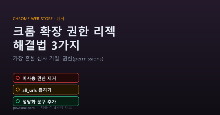 크롬 확장 권한(permissions) 리젝 해결법: 가장 흔한 심사 거절 3가지